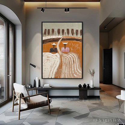 BUYARTVIEW Sisters of the Soil – Textured Boho Folk Art Painting with Earthy Tones - image 2