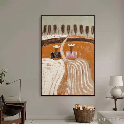 BUYARTVIEW Sisters of the Soil – Textured Boho Folk Art Painting with Earthy Tones - image 6