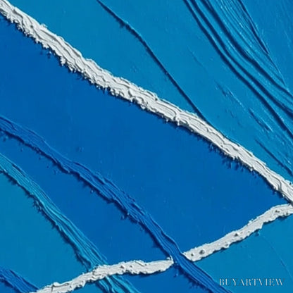 BUYARTVIEW Aegean Tides – Large Textured Blue and White Abstract Impasto Painting - image 3