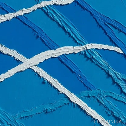BUYARTVIEW Aegean Tides – Large Textured Blue and White Abstract Impasto Painting - image 5