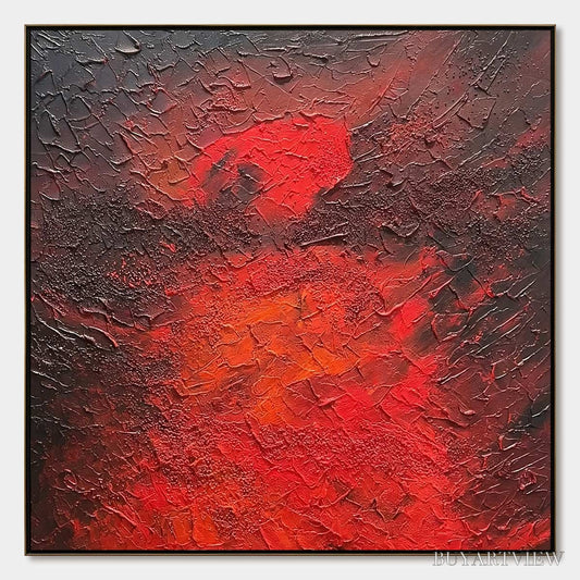 BUYARTVIEW Inferno – Large Textured Red and Black Abstract Impasto Painting - image 1