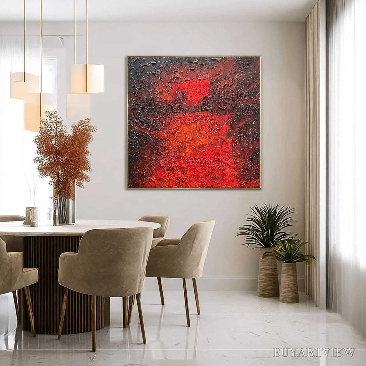 BUYARTVIEW Inferno – Large Textured Red and Black Abstract Impasto Painting - image 2