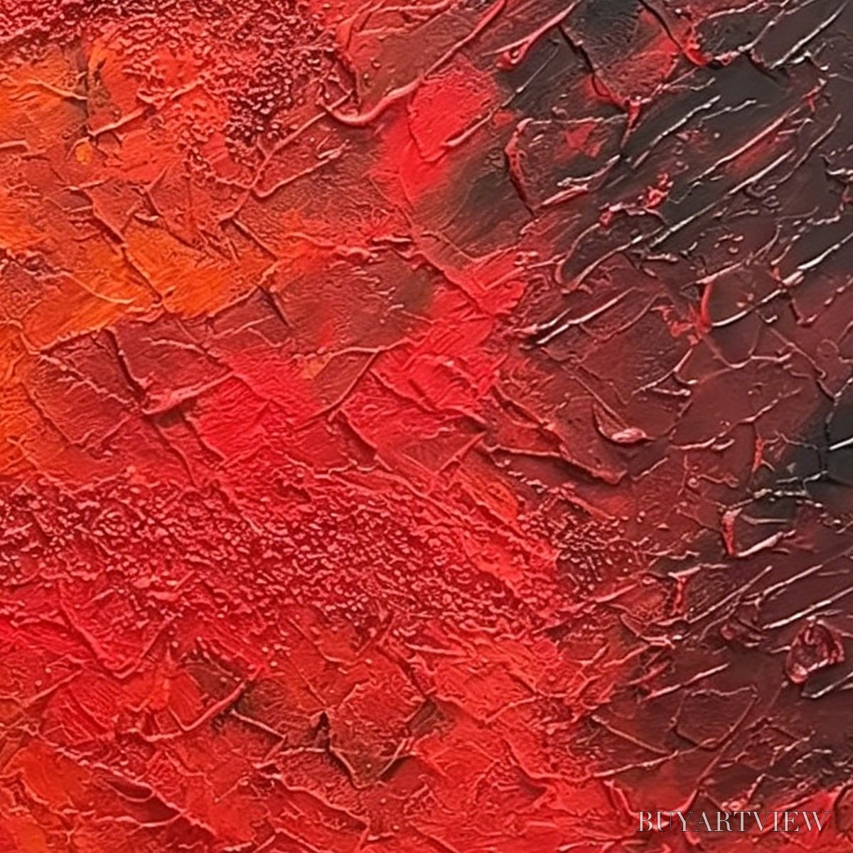 BUYARTVIEW Inferno – Large Textured Red and Black Abstract Impasto Painting - image 3