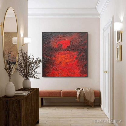 BUYARTVIEW Inferno – Large Textured Red and Black Abstract Impasto Painting - image 4