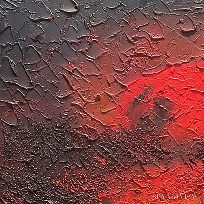 BUYARTVIEW Inferno – Large Textured Red and Black Abstract Impasto Painting - image 5