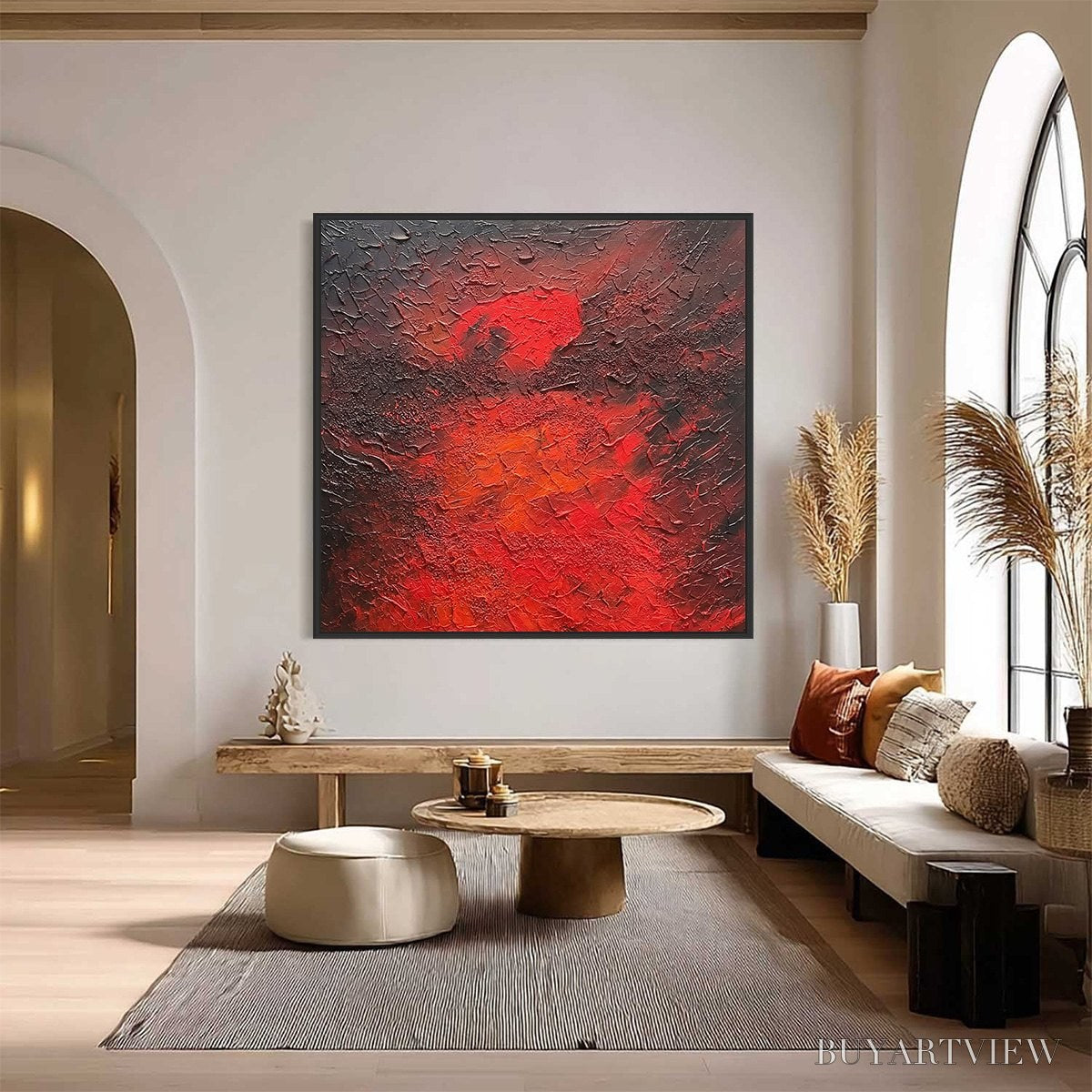 BUYARTVIEW Inferno – Large Textured Red and Black Abstract Impasto Painting - image 6