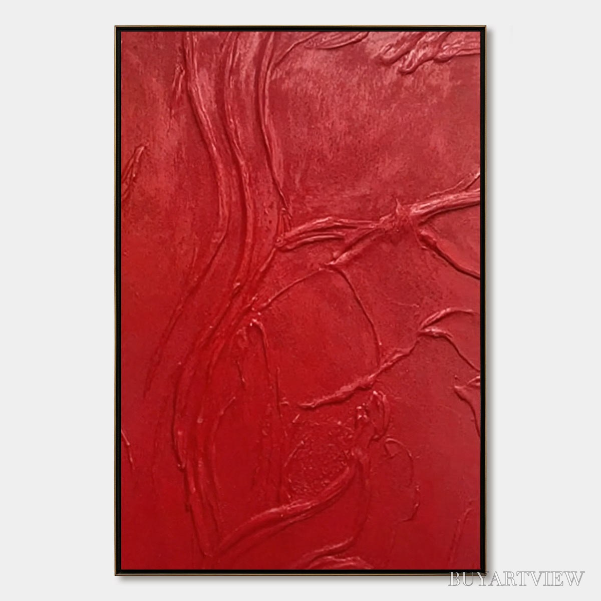 BUYARTVIEW Ardor – Bold Red Textured Abstract Impasto - image 1