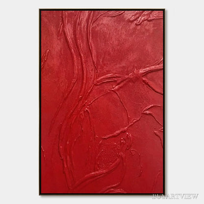 BUYARTVIEW Ardor – Bold Red Textured Abstract Impasto - image 1