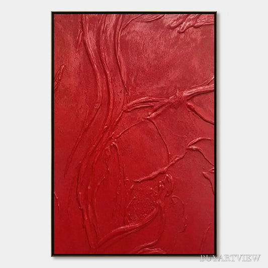 BUYARTVIEW Ardor – Bold Red Textured Abstract Impasto - image 1