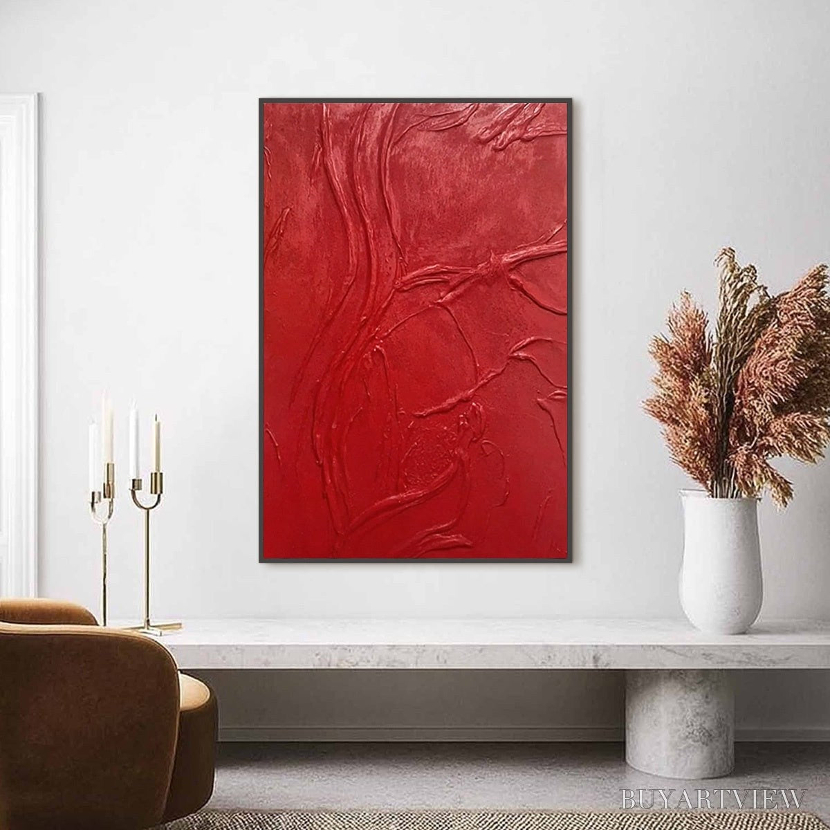 BUYARTVIEW Ardor – Bold Red Textured Abstract Impasto - image 2