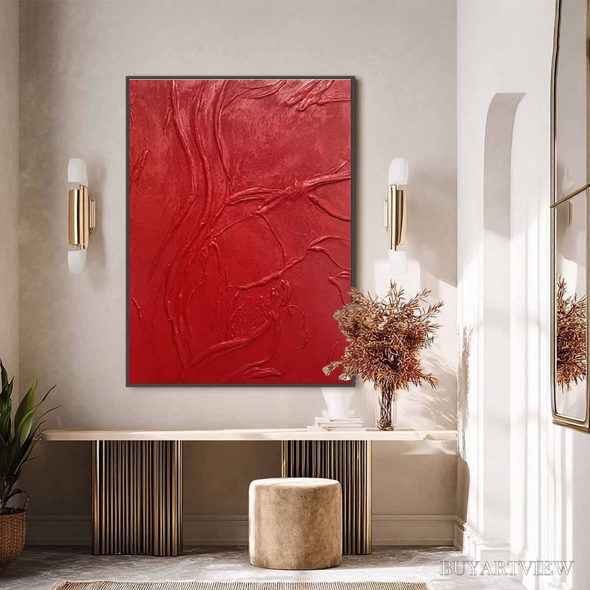 BUYARTVIEW Ardor – Bold Red Textured Abstract Impasto - image 6