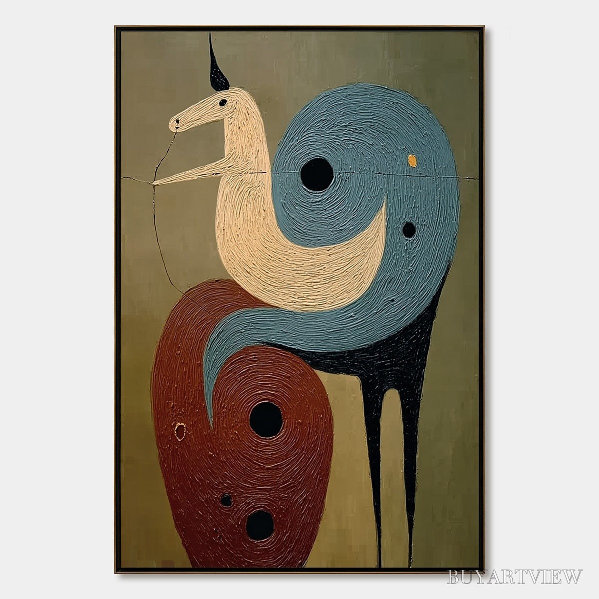 BUYARTVIEW Spiral Guardian – Textured Abstract Mythical Creature Oil Painting - image 1