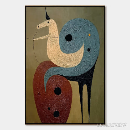 BUYARTVIEW Spiral Guardian – Textured Abstract Mythical Creature Oil Painting - image 1