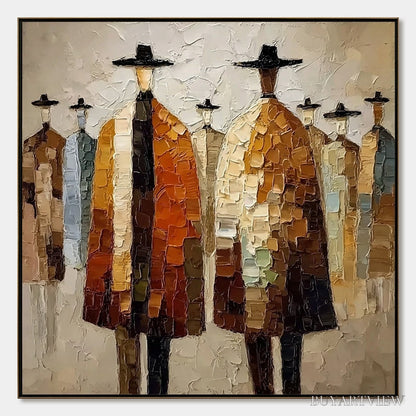 BUYARTVIEW the Fellowship – Heavy Texture Palette Knife Painting of Figures - image 1