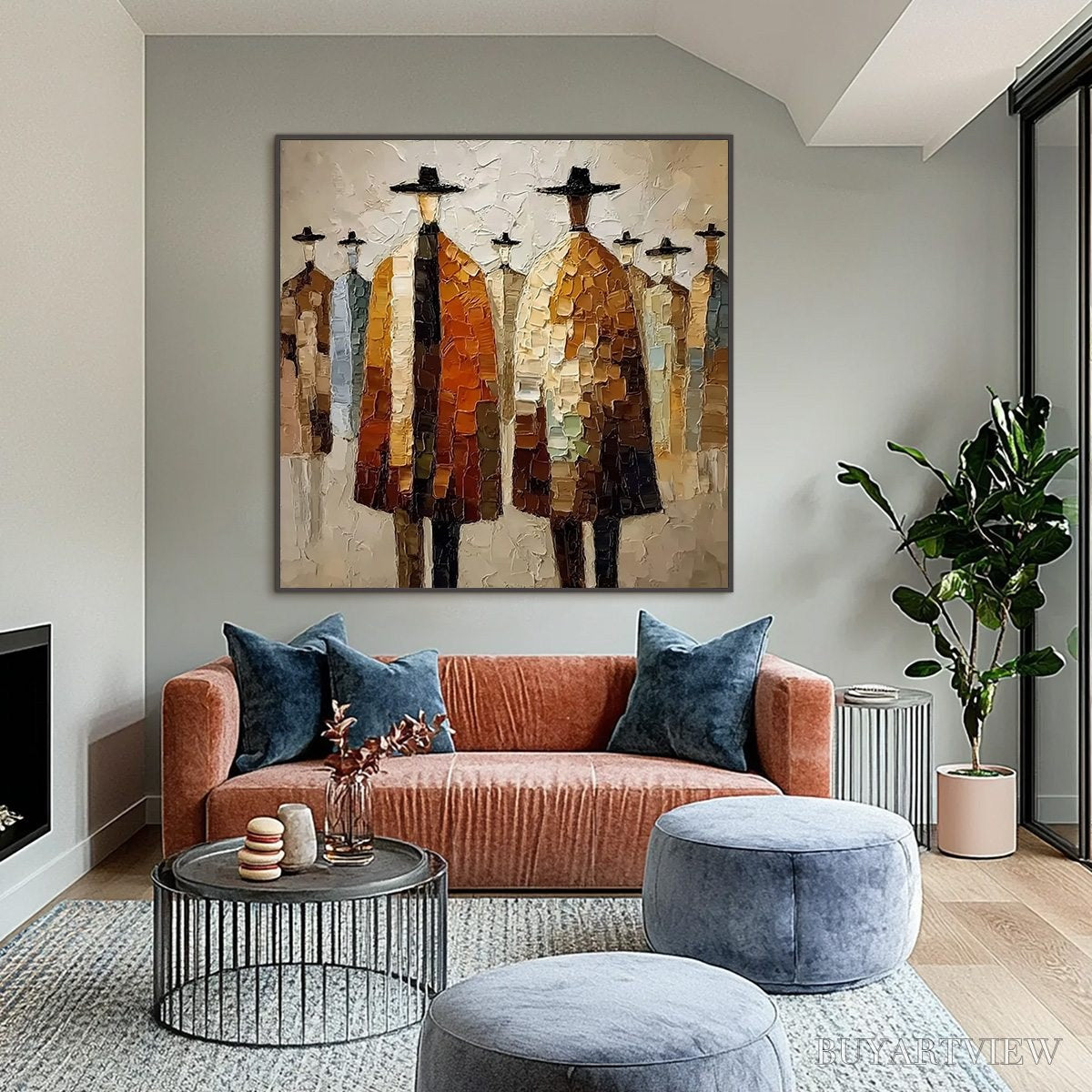 BUYARTVIEW the Fellowship – Heavy Texture Palette Knife Painting of Figures - image 2