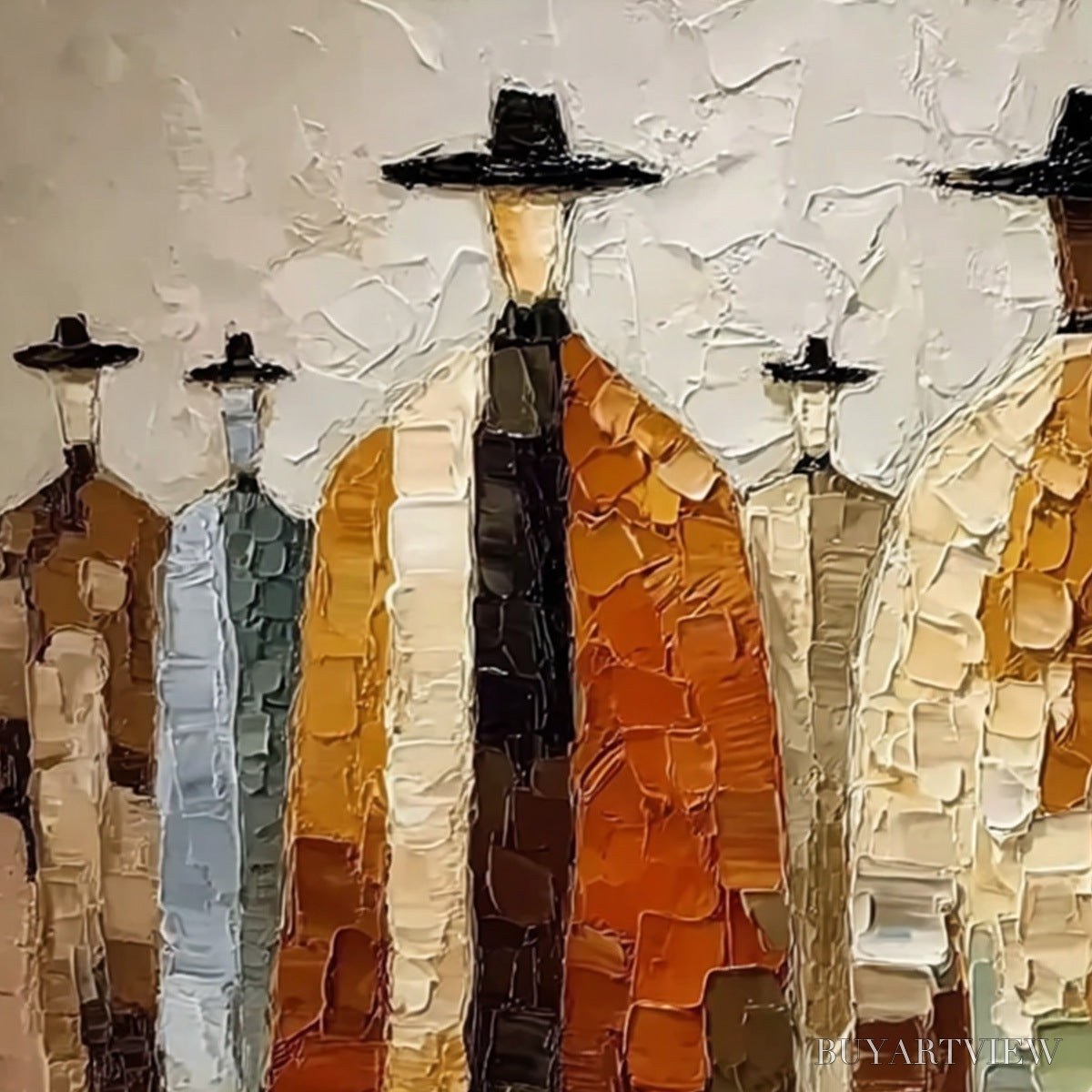 BUYARTVIEW the Fellowship – Heavy Texture Palette Knife Painting of Figures - image 3