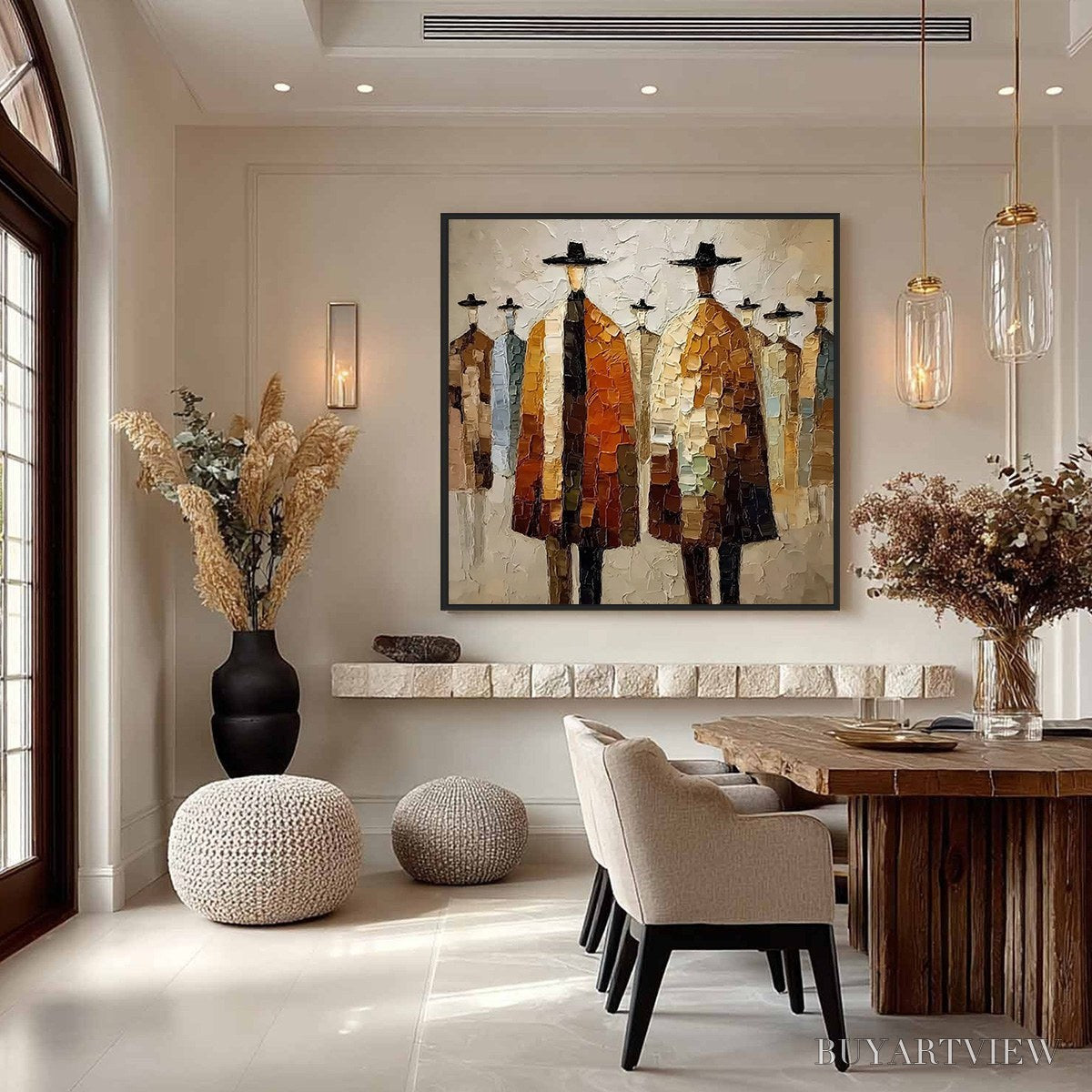 BUYARTVIEW the Fellowship – Heavy Texture Palette Knife Painting of Figures - image 4