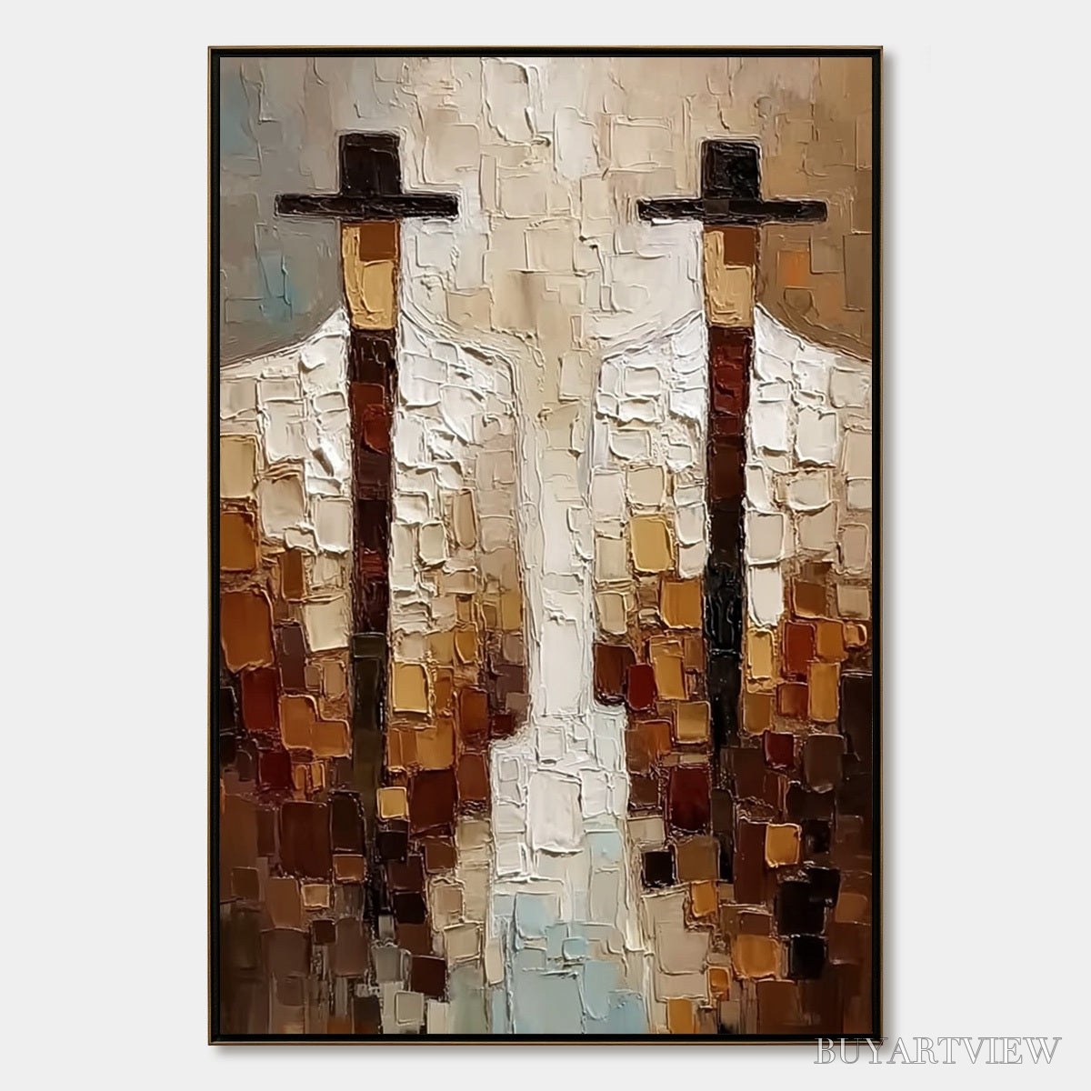 BUYARTVIEW the Companions – Heavy Texture Impasto Painting of Two Figures - image 1