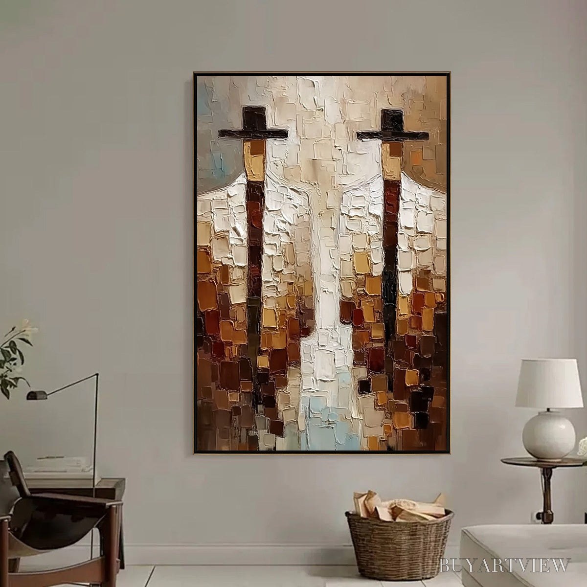 BUYARTVIEW the Companions – Heavy Texture Impasto Painting of Two Figures - image 6