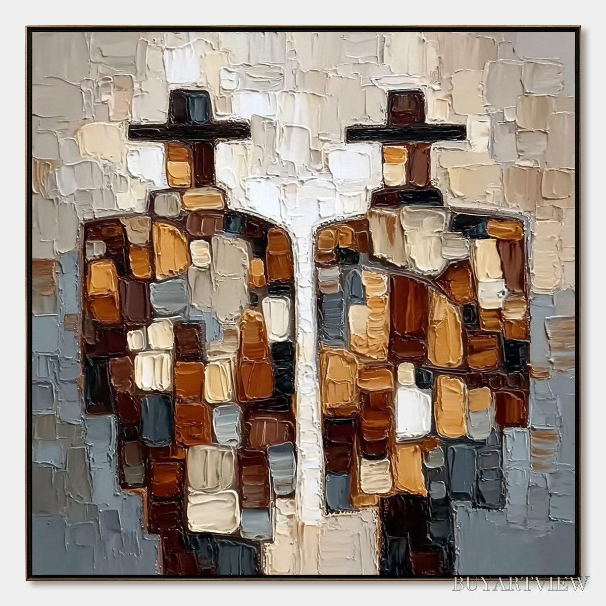 BUYARTVIEW the Companions – Textured Impasto Abstract Figures Painting - image 1