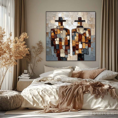 BUYARTVIEW the Companions – Textured Impasto Abstract Figures Painting - image 2
