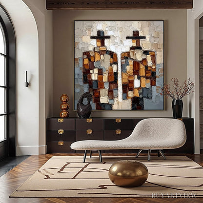 BUYARTVIEW the Companions – Textured Impasto Abstract Figures Painting - image 4