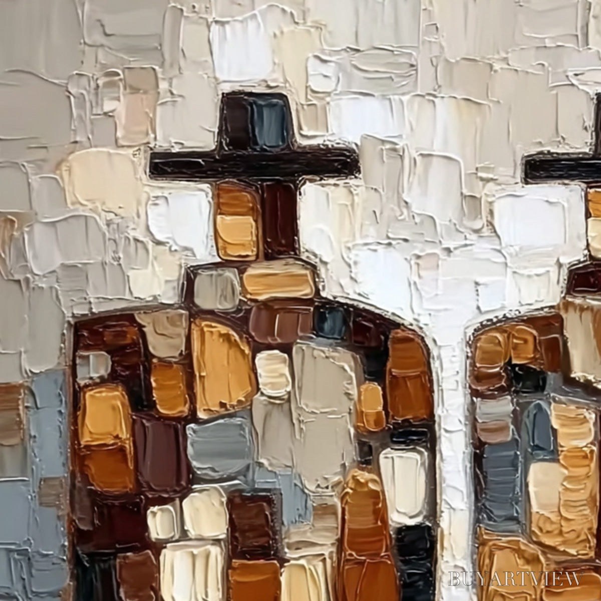 BUYARTVIEW the Companions – Textured Impasto Abstract Figures Painting - image 5