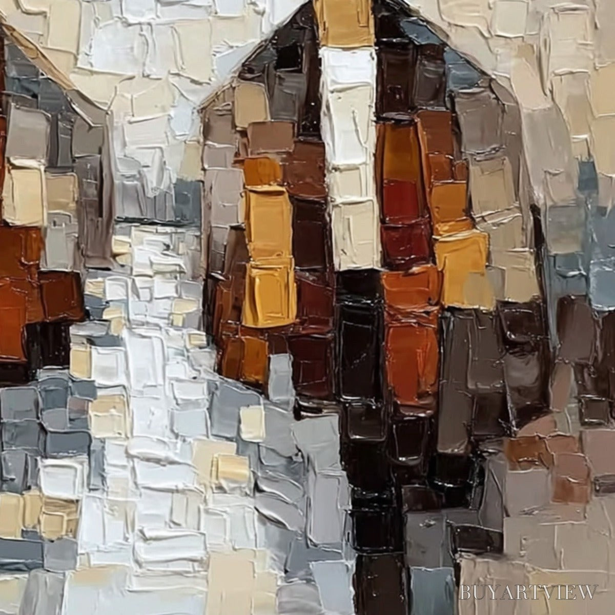 BUYARTVIEW the Gentlemen'S Accord – Textured Abstract Painting of Three Figures - image 3