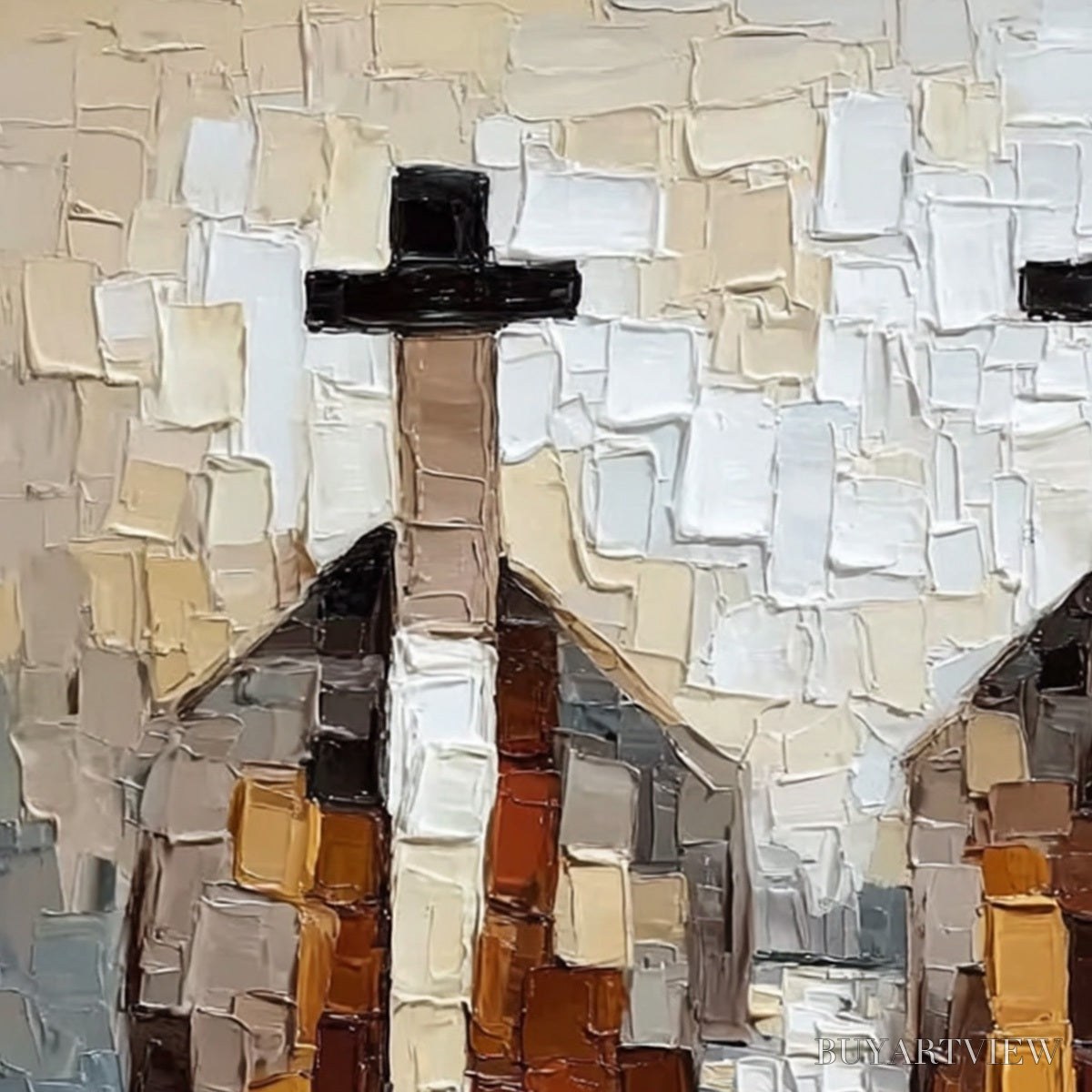 BUYARTVIEW the Gentlemen'S Accord – Textured Abstract Painting of Three Figures - image 5