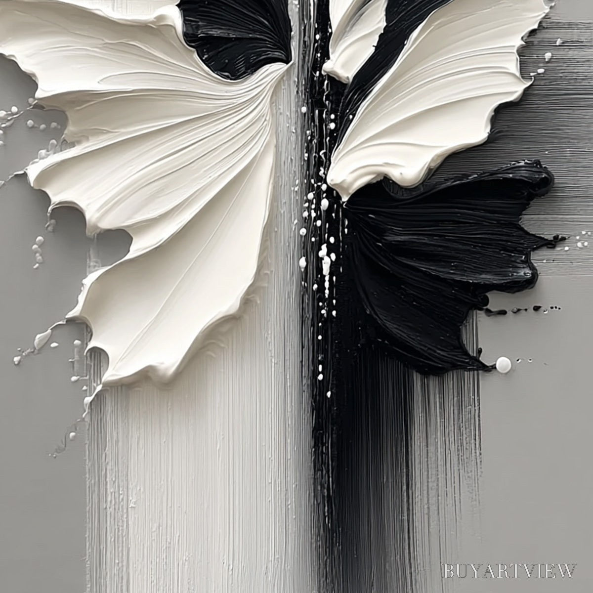 BUYARTVIEW Metamorphosis – Textured Abstract Butterfly Painting in Black and White - image 5