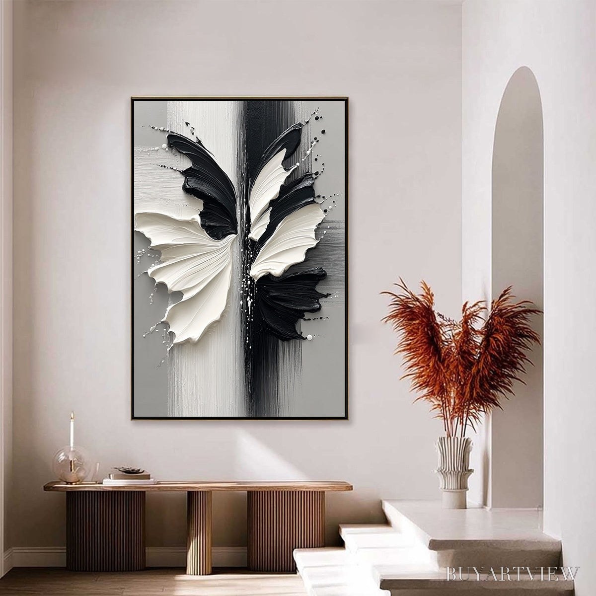 BUYARTVIEW Metamorphosis – Textured Abstract Butterfly Painting in Black and White - image 6