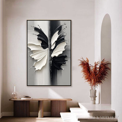 BUYARTVIEW Metamorphosis – Textured Abstract Butterfly Painting in Black and White - image 6