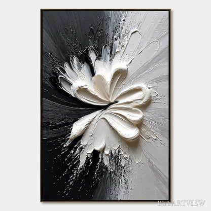 BUYARTVIEW Genesis – Black and White Textured Abstract Impasto Painting - image 1