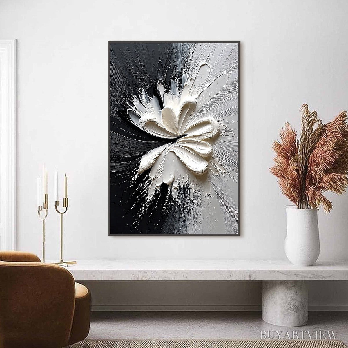 BUYARTVIEW Genesis – Black and White Textured Abstract Impasto Painting - image 2