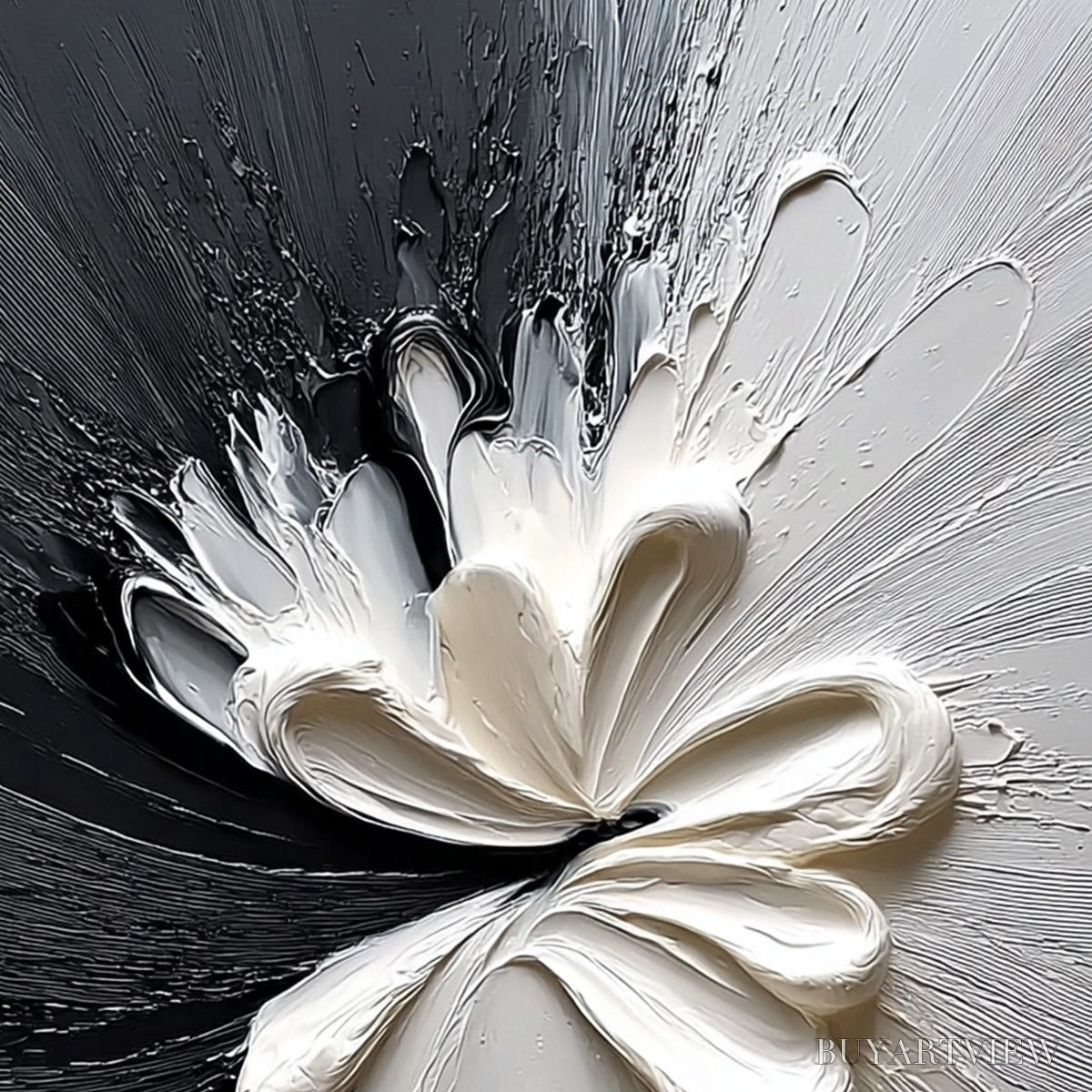 BUYARTVIEW Genesis – Black and White Textured Abstract Impasto Painting - image 3