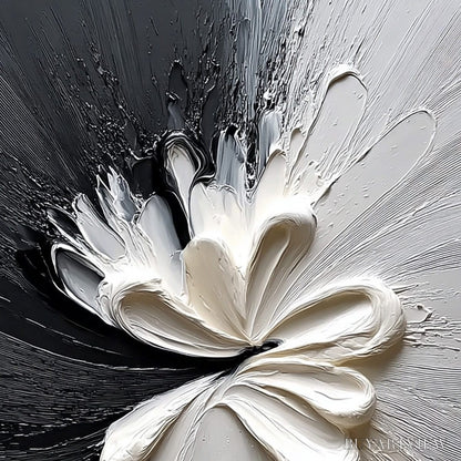 BUYARTVIEW Genesis – Black and White Textured Abstract Impasto Painting - image 3