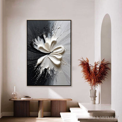 BUYARTVIEW Genesis – Black and White Textured Abstract Impasto Painting - image 4