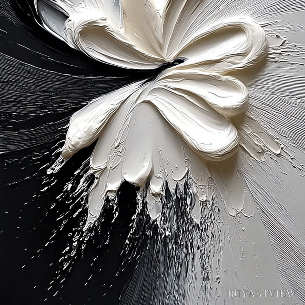 BUYARTVIEW Genesis – Black and White Textured Abstract Impasto Painting - image 5