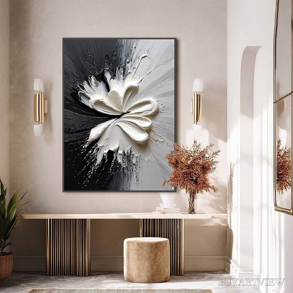 BUYARTVIEW Genesis – Black and White Textured Abstract Impasto Painting - image 6