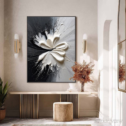 BUYARTVIEW Genesis – Black and White Textured Abstract Impasto Painting - image 6