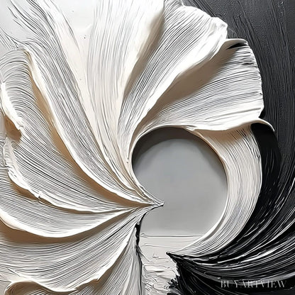 BUYARTVIEW Convergence – Textured Black and White Abstract Impasto Painting - image 3