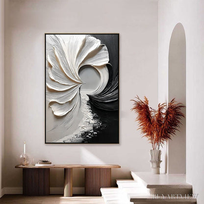 BUYARTVIEW Convergence – Textured Black and White Abstract Impasto Painting - image 4