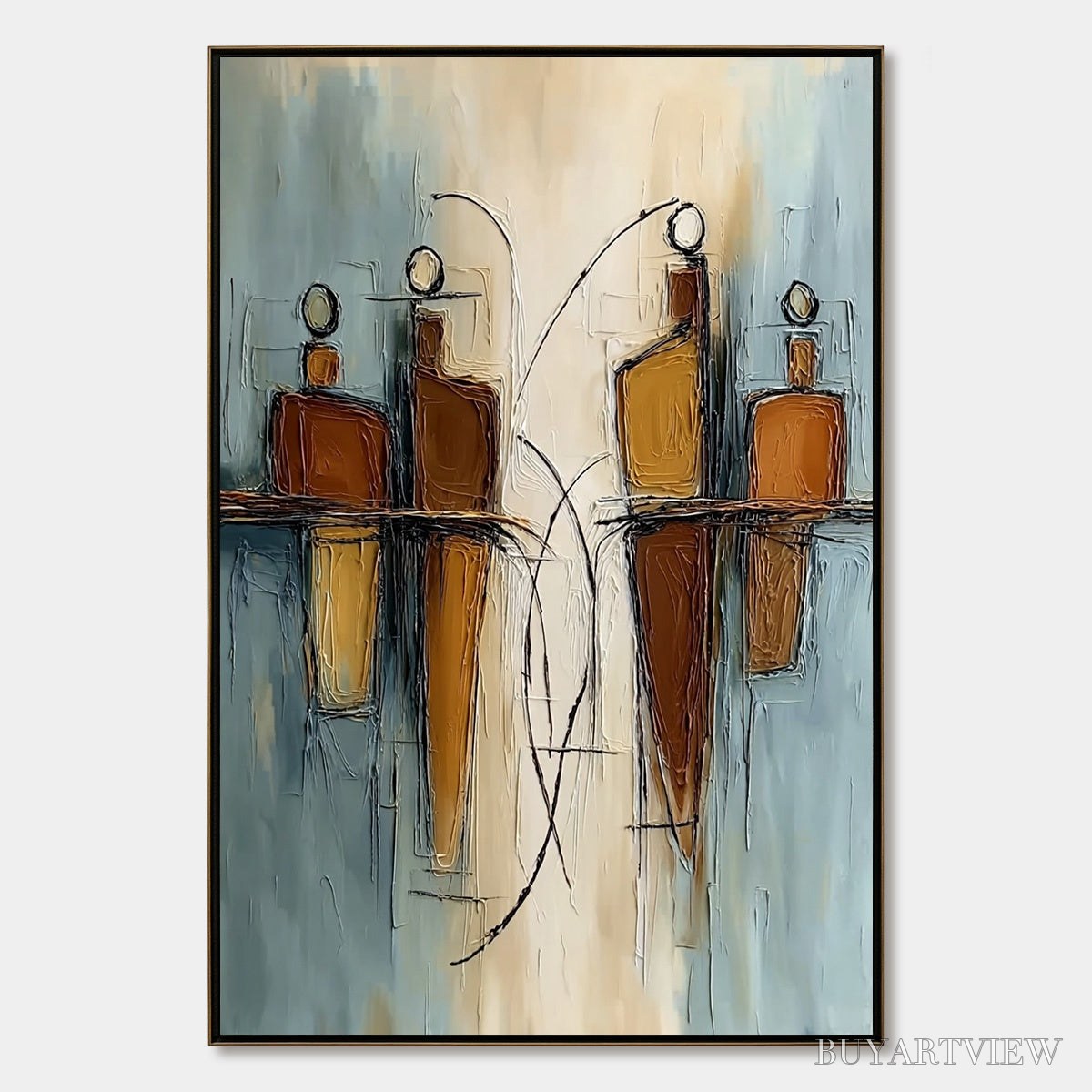 BUYARTVIEW Convergence – Vertical Textured Abstract Oil Painting for Walls - image 1