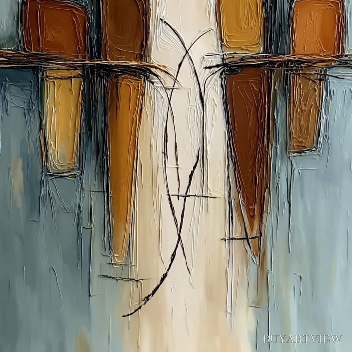 BUYARTVIEW Convergence – Vertical Textured Abstract Oil Painting for Walls - image 5