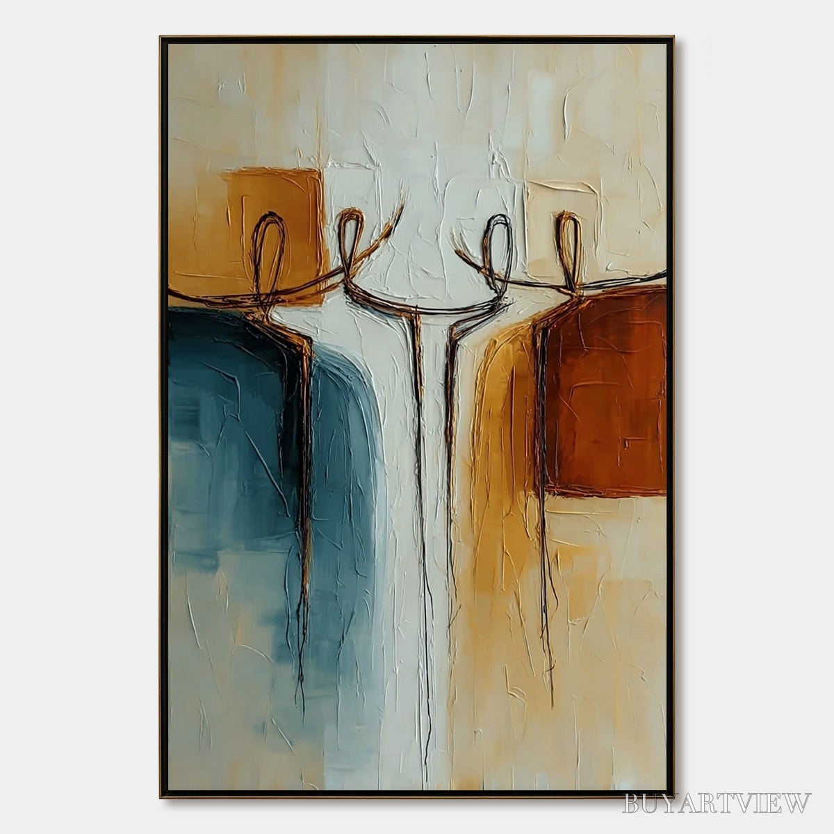 BUYARTVIEW Unity – Textured Abstract Painting of Connected Figures - image 1