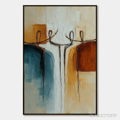 BUYARTVIEW Unity – Textured Abstract Painting of Connected Figures - image 1