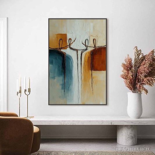 BUYARTVIEW Unity – Textured Abstract Painting of Connected Figures - image 2