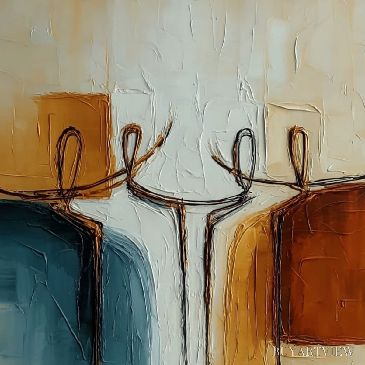 BUYARTVIEW Unity – Textured Abstract Painting of Connected Figures - image 3