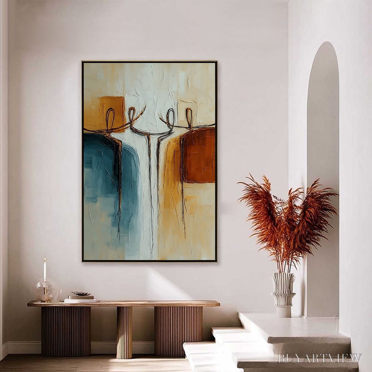 BUYARTVIEW Unity – Textured Abstract Painting of Connected Figures - image 4