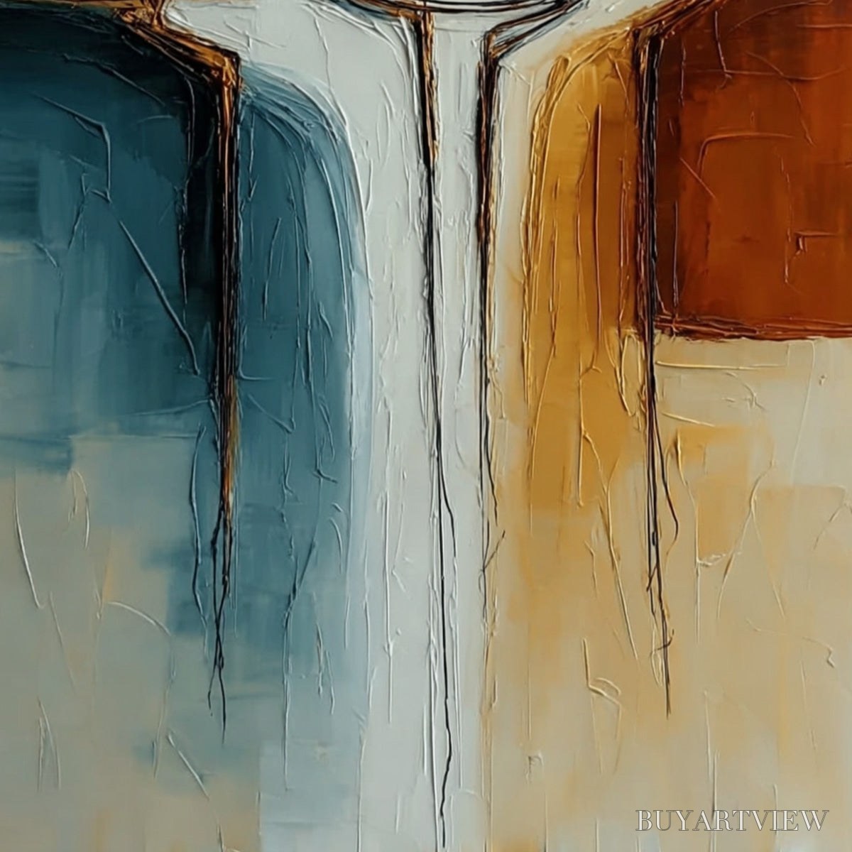 BUYARTVIEW Unity – Textured Abstract Painting of Connected Figures - image 5
